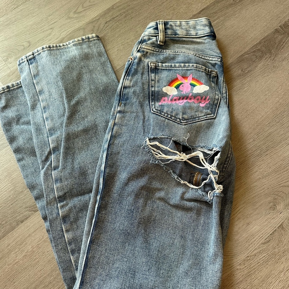 PLAYBOY Women's Light Blue Straight Leg Jeans